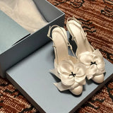 MQTIME  -  Fashion Womens Sandals French Romance High Heeled Sandals for Woman Exquisite Flower Casual Shoes Designer Shoes Sandalias Mujer