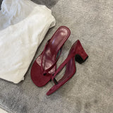 MQTIME  -  French Retro High-heeled Women's Shoes Toe Sandals Women's Summer Thick Heels Wear Cool Slippers