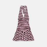 MQTIME  -  Sultry Y2k Striped Halter Neck Mini Dress Deep V-neck Sexy Bodycon Dress Women Summer Vacation Date Night Club Sweet Cute Wear