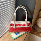  MQTIME  -  Korean Style Polka Dot Small PU Leather Top Handle Bag Ladies Contrast Color Shoulder Crossbody Bags New Trend Handbag