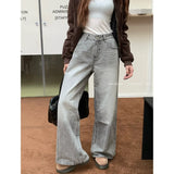 MQTIME  -  Summer Grey Womens Jeans High Waist Baggy Casual Vintage Y2K Trend Straight Cargo Pants Street American Wide Leg Denim Trouser