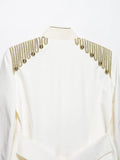 MQTIME  -  Women Fashion  Gold Braided Cropped Military Jacket Autumn Female Chic Jacket Lady Long Sleeve Short Napoleon Coat