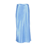 MQTIME  -  Women Chic Satin Solid Midi Skirt Lady High Waist Zipper Slim Calf-length Loose Fishtail Skirts 2026 Daily Street Casual Wear