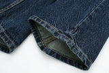  MQTIME  -  Women Dark Blue Denim Coat Heart Pattern Outerwear Long Sleeve Single Breasted Jacket Spring Female Chic Top Coats