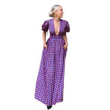 MQTIME  -  Spring and summer new style elegant deep V-neck short sleeved printed dress cross-border French women's clothing