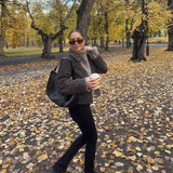 MQTIME  -  Stylish Minimalist Jacket Loose Double-ended Zipper Short Coat Autumn Chic Fashionable Casual Street Style Women's Outerwear