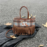 MQTIME  -  Retro Cute PU Tassels Bear Button Crossbody Bag Shoulder Bags Storage Bag Wallet Women's Bags Handbags Purse