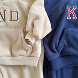  MQTIME  -  Winter New Children Plus Velvet Thick Clothes Set Boys Girls Fleece Letter Sweatshirt + Pants 2pcs Suit Kids Sports Outfits