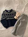  MQTIME  -  Kids Sets New Autumn Winter Sweaters Wide Leg Pants Warm Baggy Simple Style