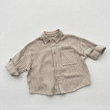  MQTIME  -  Autumn New Children Long Sleeve Shirts Cotton Boys Lapel Striped Shirts Fashion Baby Girls Casual Shirts Kids Clothes