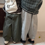 MQTIME  -  Autumn Kids Carrot Pants 1-7T Vintage Style Solid Boys Splicing Pants Korean Loose Childrens Trousers Girls Baby Wide Leg Pants