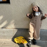 MQTIME  -  Children Jumpsuit 2025 Autumn Korean Baby Girls Overalls Wide-leg Pants 1-6 Years Boy's Suspenders Pants
