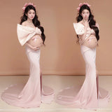 MQTIME  -   Women Photography Props Elegant Maternity Dress Bow-knot Top and Long Skirt Korean Princess Dresses Studio Shoot Photo Clothes