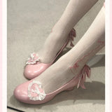 MQTIME  -  Japanese Vintage Gothic Style Lolita Shoes Women Sweets Polka Dot Print Lace Bow Metal Button Mary Jane Shoes Fashion Wedge Heel