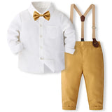MQTIME  -  4Piece Spring Autumn Baby Boy Outfit Set Korean Fashion Gentleman Tie Long Sleeve Tops+Pants Toddler Clothe Kids Clothing BC1717