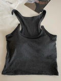 MQTIME  -  Invisible Strap Tank Top For Women Knit Ribbed Sleeveless Basic T-Shirt Cropped Corset Bustier Tops With Open Shoulder