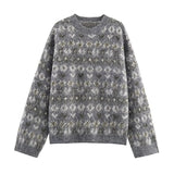 MQTIME  -  Women's Soft Knitted Pullover Women Fashion Long Sleeve Vintage Jacquard Sweater New Casual Loose Knitwear Tops ﻿ ﻿