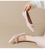 MQTIME  -  Fashion Satin Bowknot Pleated Designer Women Pumps Elegant Pointed toe Low Heeled Shallow Spring Summer Office Lady Dress Shoes