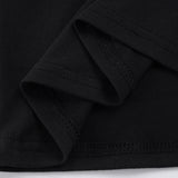  MQTIME  -  Women's Elegant Black Cold Shoulder Top with Draped Neckline Ruched Waist Short Flared Sleeves Casual & Chic Crop Clothes