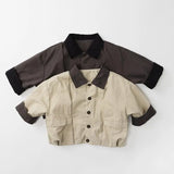 MQTIME  -  Spring New Children Long Sleeve Casual Coat Solid Boys Girls Vintage Jacket Baby Loose Tops Fashion Kids Clothes
