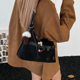 Korean Fashion Y2k Cute Bow Large Capacity Tote Bag Cool PU Leather Crossbody Bags Shoulder Bag Storage Bags Woman Bag