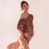 MQTIME  -  Women Photography Props Vintage Elegant Maternity Dresses Long Sleeves Pregnancy Dress Studio Shooting Photoshoot Clothing