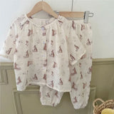 MQTIME  -  Baby Girl Boy Bamboo Cotton Pajamas Set Cartoon Infant Toddler Child Sleepwear Baby Home Suit Breathable  Baby Clothes 1-10Y