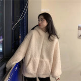 MQTIME  -  Autumn Winter Women Hoodies Solid Color Thicken Warm Jackets Casual Hooded Coats Zipper Sweatershirt Female Lamb Wool Outerwear