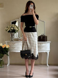 MQTIME  -  Fashion Lace Patchwork Long Skirt Women's Slim High Waist Commute Elegant Party Y2k Skirt Female Summer Maxi Skirt
