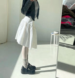 MQTIME  -  Y2k Irregularity Lace A-line Skirt Vintage Solid Sweet Age Reduction Skirts for Women Fold Long Skirt Korean Fashion Faldas