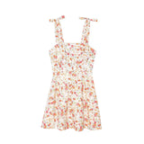 MQTIME  -  Women Floral Print Short Dress With Bow Sexy Backless Sleeveless Beach Style Women's Dress Wave style Hem Female Dresses