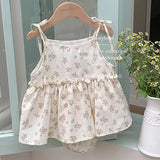  MQTIME  -  New Summer Newborn Baby Girl Romper Flying Sleeve Cotton Mesh Splicing Toddler Baby Girl Jumpsuit 0-24M Baby Girl Clothing