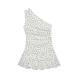  MQTIME  -  Women Polka Dot Short Dress 2026 Spring Summer New Sleeveless Mini Dress Ruched Simple Elegant Woman Casual Party Dresses