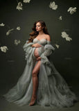 MQTIME  -  Customized Maternity Dresses for Photoshoot Tiered Ruffles Pregnant Woman Long Robe Wedding Evening Gown Bridal Nightgown