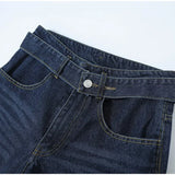 MQTIME  -  Women High Waist Wide Leg Jeans Double‑button Waistband Loose Denim Trousers Fashion Casual Street Daily Fall Outfit
