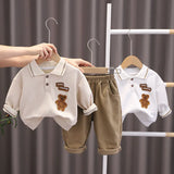 MQTIME  -  New Spring Kids Clothes Set Children Cartoon Bear Polo Shirt + Pants Girls Thin Style Outwear 2PCS