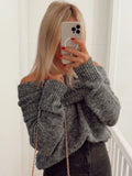 Mqtime Women Sexy Slash Neck Pullover Sweaters Long Sleeve Off Shoulder Cropped Knitted Top Female Elegant  Autumn Solid Knitwear