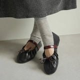 MQTIME  -  Ins style Fashion Pleated Bowknot Ruffle Women Ballet Flats Spring Summer Soft Leather Mary Janes Walking Loafers Casual Shoes