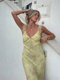 MQTIME  -  Women Fashion Sleeveless Lace Up High Waist Long Dresses Holiday Print Slim Sling Maxi Dress Summer New Lady Daily Party Robes