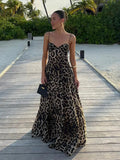 MQTIME  -  Sexy Leopard Sling Tube Long Dresses Women Vintage Printed Sleeveless Backless Party Dress Female New Chic Street Beach Holiday