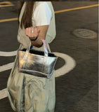 MQTIME  -  Dongda Gate New Silver Large Capaci Faionable mat Handbag Trendy Tote Bag for Women Casual oulder Bag Polyester