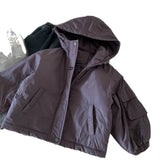  MQTIME  -  Kids Baby Boys Down Jacket Hooded Solid Thicken Warm Toddler Boys Down Coat Versatile New Winter Infant Boys Outerwear Parkas