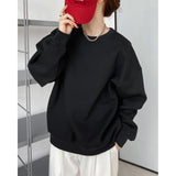 MQTIME  -  Thickened Wine Red Sweatshirt Women's Korean  Loose Long Sleeve Pullover Top Stand / Fleece