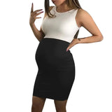 Mqtime Summer Sleeveless Color Patchwork Pregnant Women Vests and Dresses Package Hip Skirt