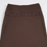 MQTIME  -  Temperament Elegant Solid Low Waist Vintage Basice All Match Long Patchwork Mujer Faldas