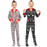 MQTIME  -  parent-children clothing Hooded long sleeves One-Piece  Family Christmas Halloween Pajama Set boys and girls Zipper printed suit
