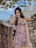 MQTIME  -  2024 Spring Elegant Floral Midi Dress Women Casual Y2k Clothing White One Pice Dress Korean Beach Style Slim Party Dress Chic