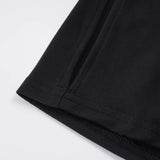  MQTIME  -  Women's Elegant Black Cold Shoulder Top with Draped Neckline Ruched Waist Short Flared Sleeves Casual & Chic Crop Clothes