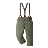 MQTIME  -  Autumn Children's Boys Long-sleeved Shirt Suspender Long Pants Gentleman Two-piece Set Toddler Baby Performance Clothing Suit