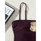 MQTIME  -  Vintage Elegant One Piece Swimsuit Women Metal Buckle Adjustable Suspender Bodysuits Bikini 2025 New Beachwear Lady Bathing Suit